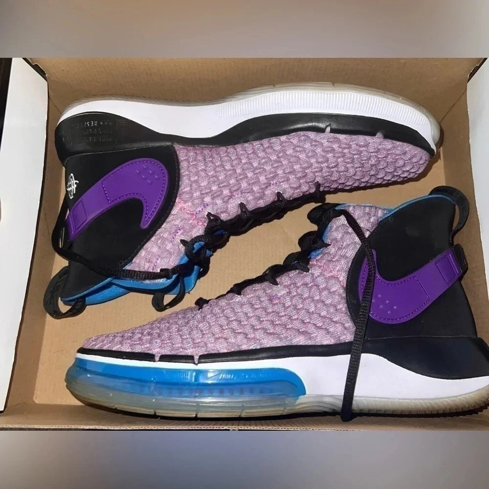 Men's Nike AlphaDunk Huarache Fab Five Purple Blue Basketball Shoes EUC Size 9